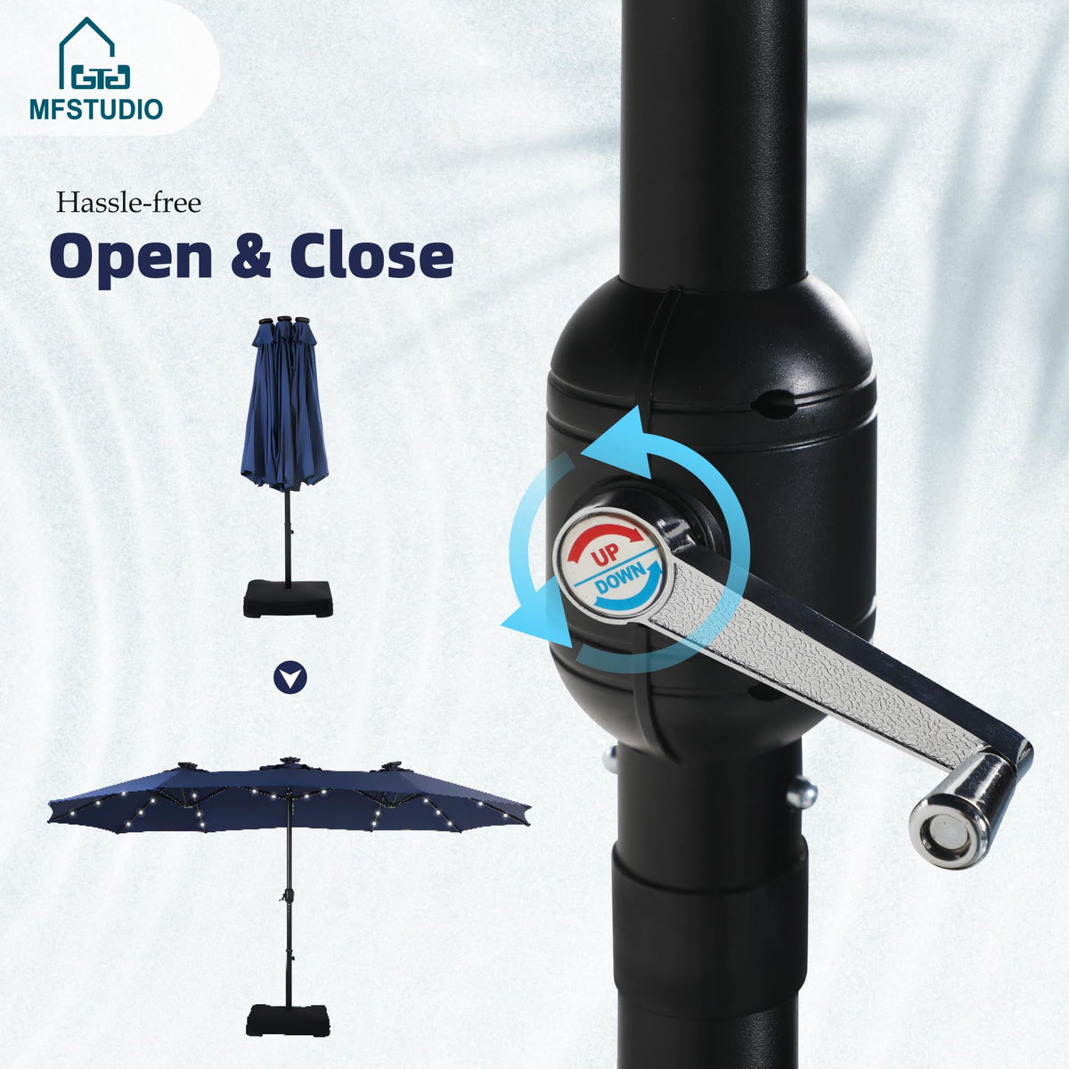 Navy Blue Double-Sided 15ft Patio Umbrella N24523