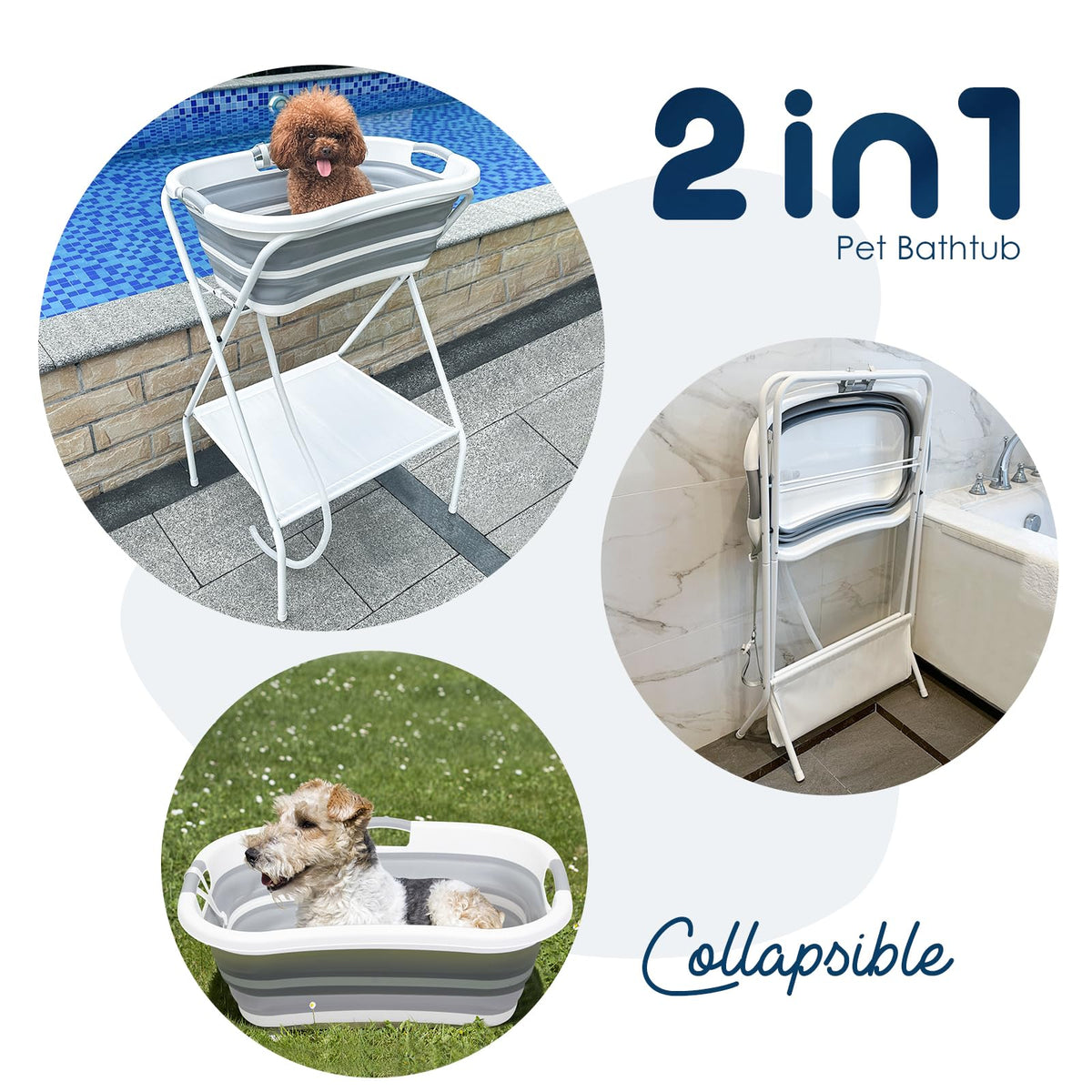 2 in 1 Collapsible Portable Dog Bath Tub I62134