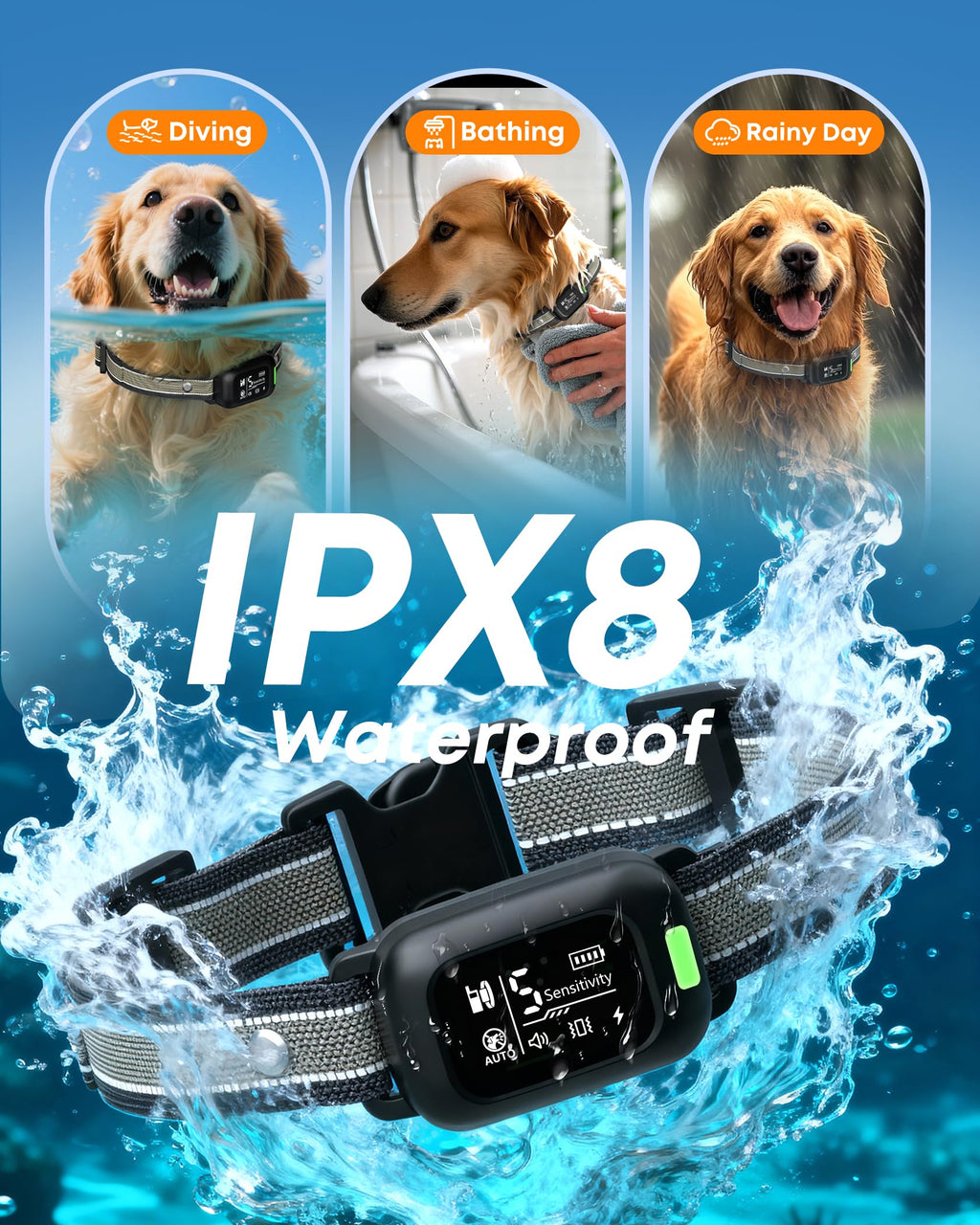 2-in-1 Dog Bark & Shock Collar with Remote T480
