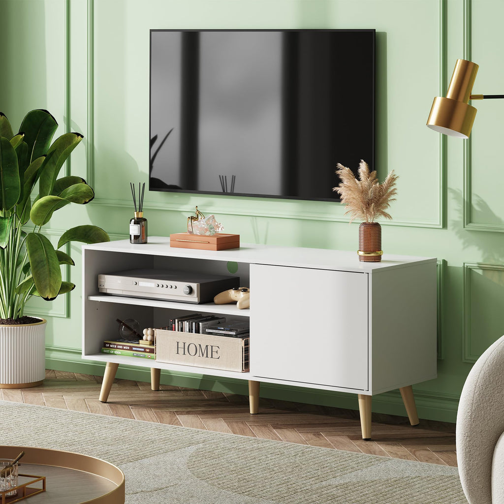 White TV Stand with Storage Cabinet X92807