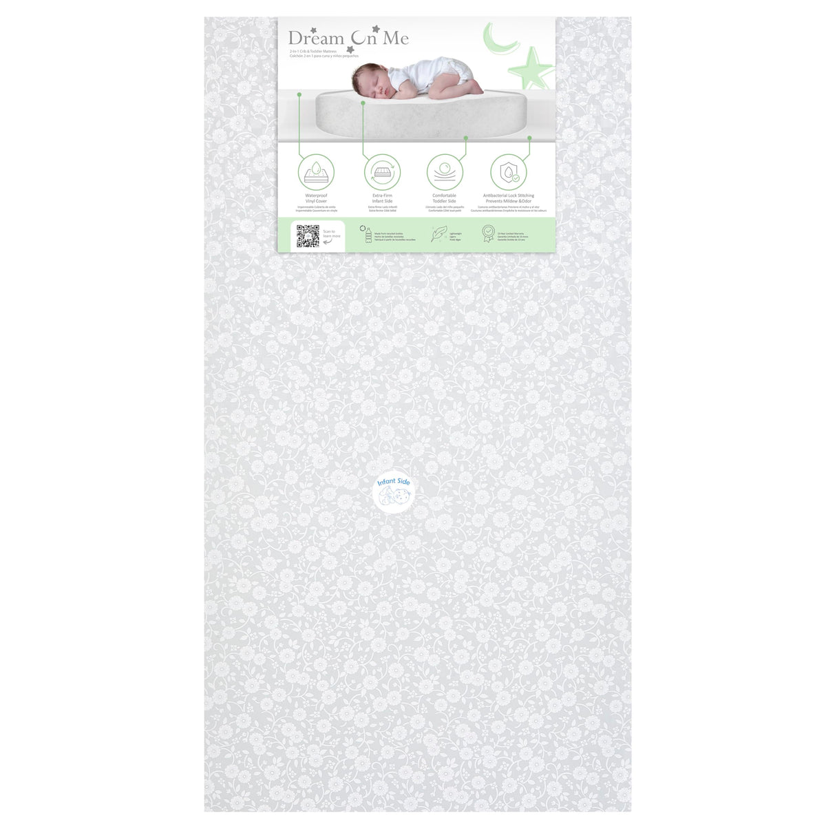 Grey Dual-Sided Crib and Toddler Bed Mattress X101