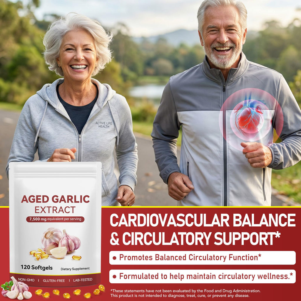Aged Garlic Extract Capsules with Magnesium, Vitamin B1 & B9, 120 Count L4184