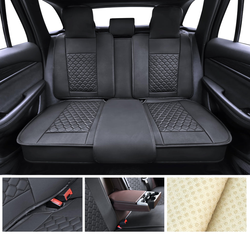 Leather Waterproof Car Seat Cover Full Set Black J95163