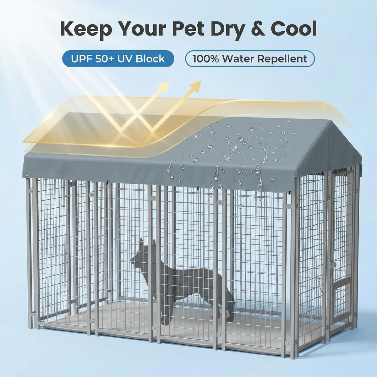 Gray Dog Kennel Cover 10' x 5' V374723