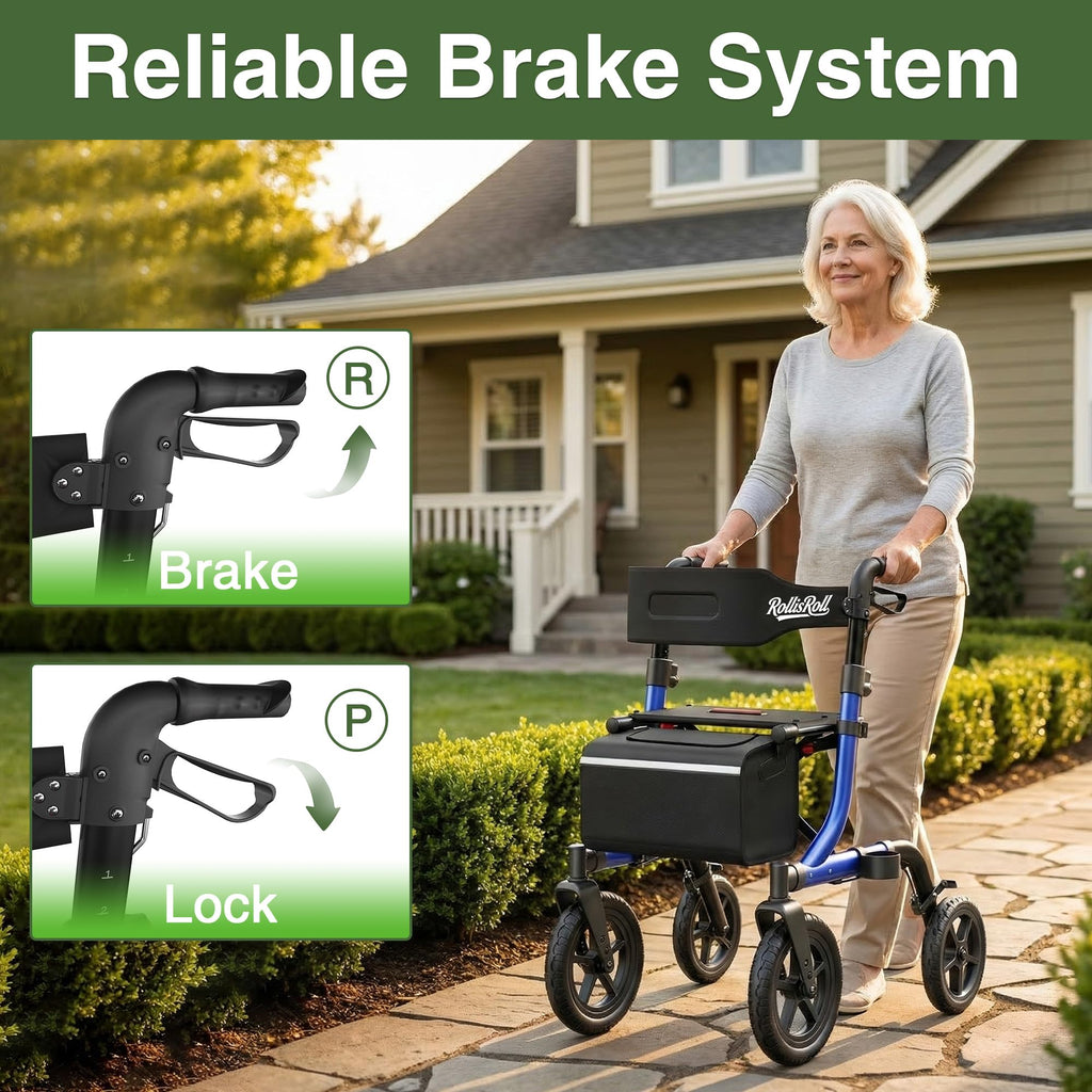 Blue Foldable Rollator Walker with Seat Y531