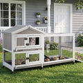 Large Rabbit Hutch with Run 2-Story Bunny Cage 6 Wheels G619332