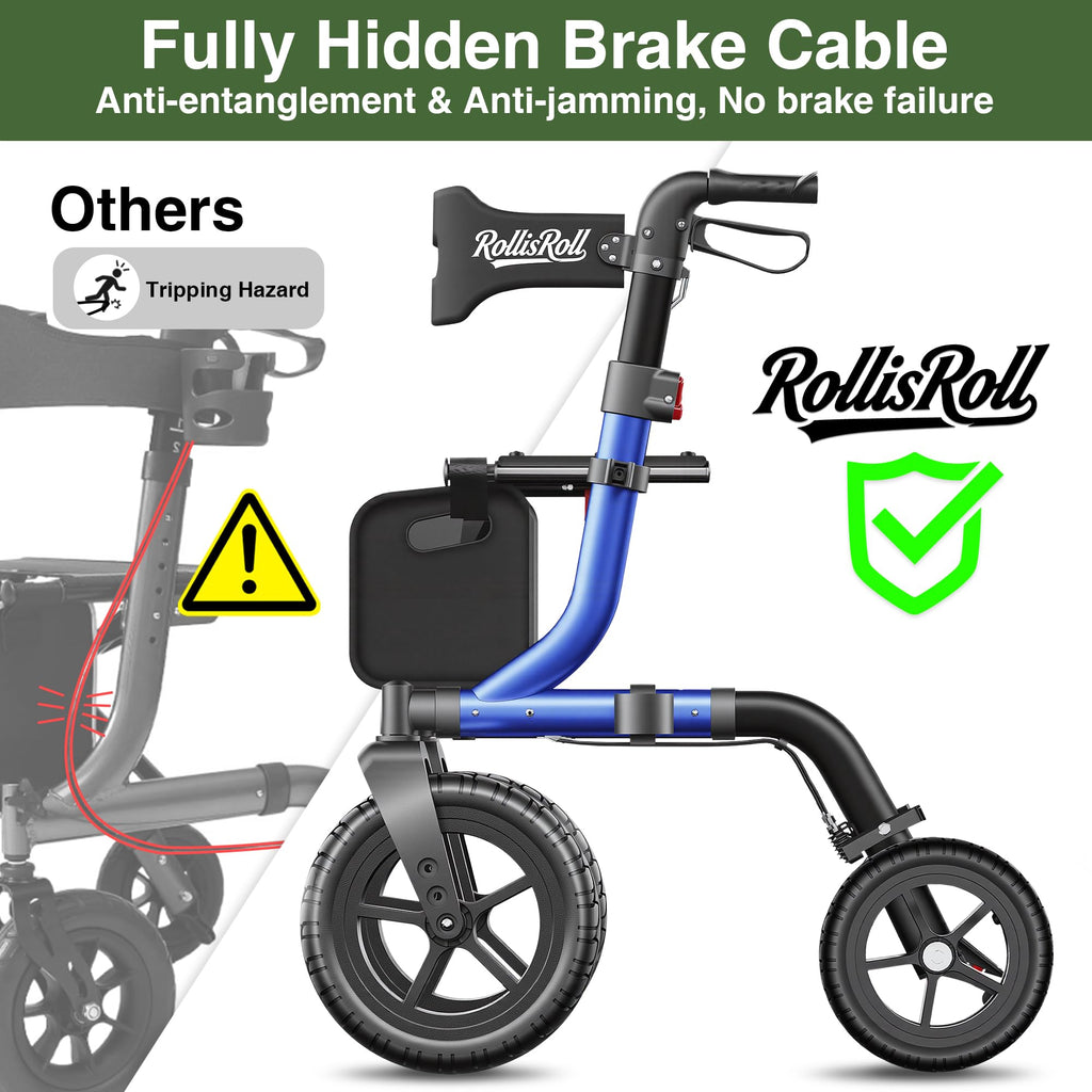 Blue Foldable Rollator Walker with Seat Y531