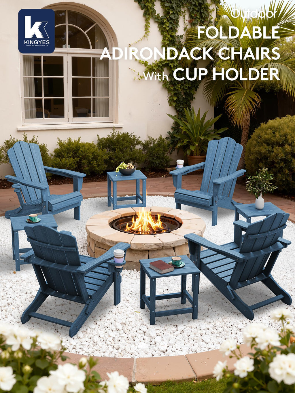 Folding Adirondack Chair Set of 2 with Cup Holder H602