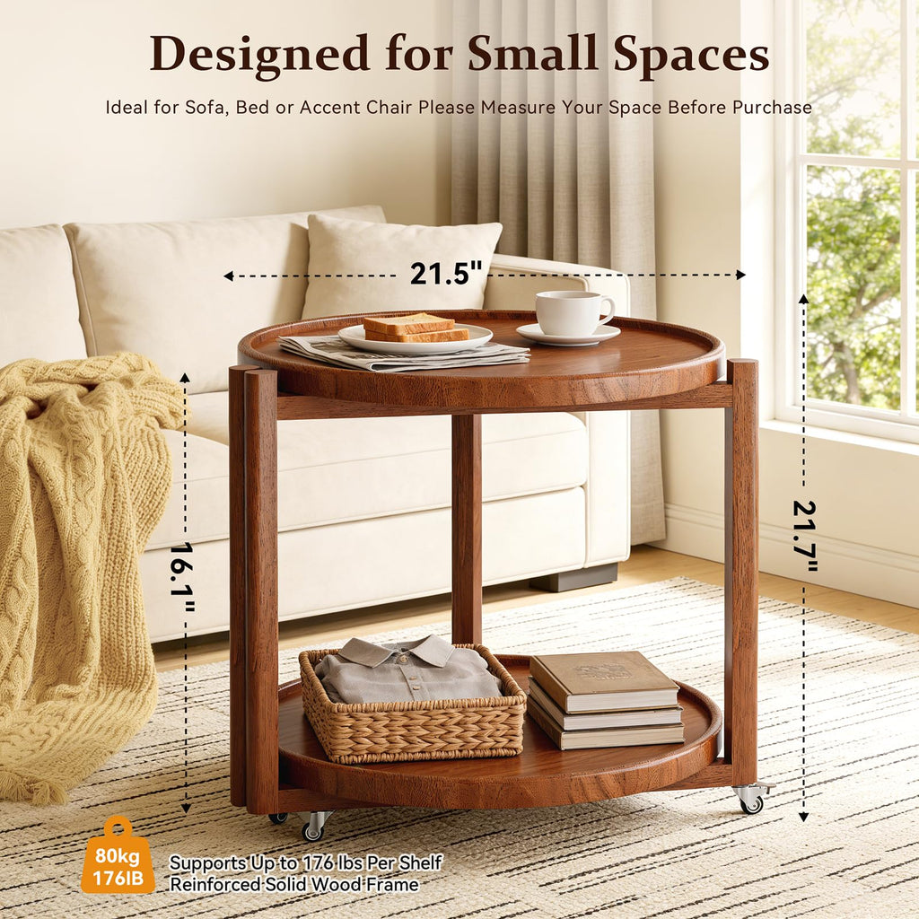 Rolling Side Table with Wheels A3684