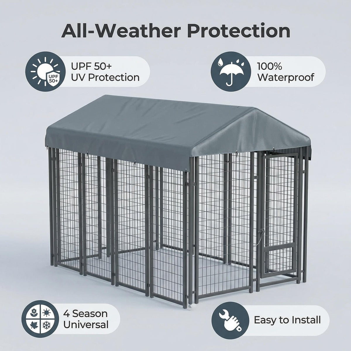 Gray Dog Kennel Cover 10' x 5' V374723