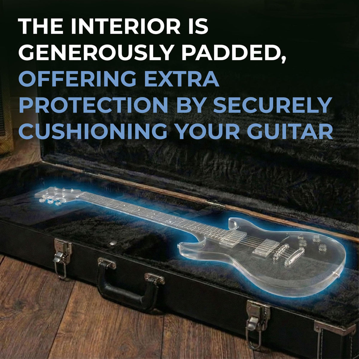 Electric Guitar Hard Case with Lock and Key, Black D75962