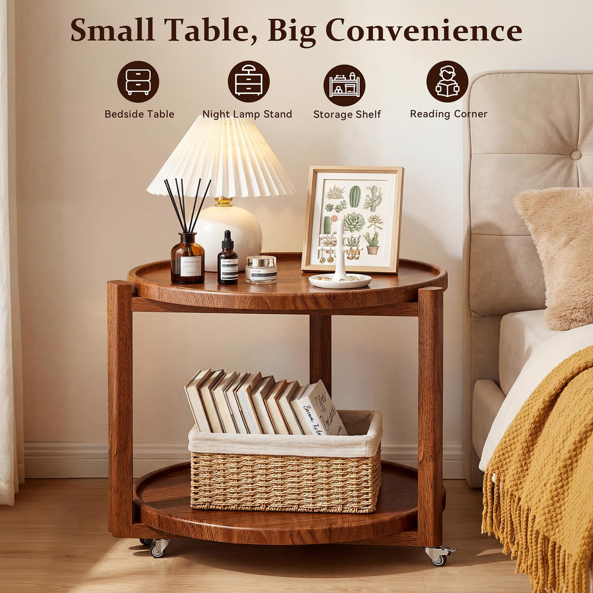 Rolling Side Table with Wheels A3684