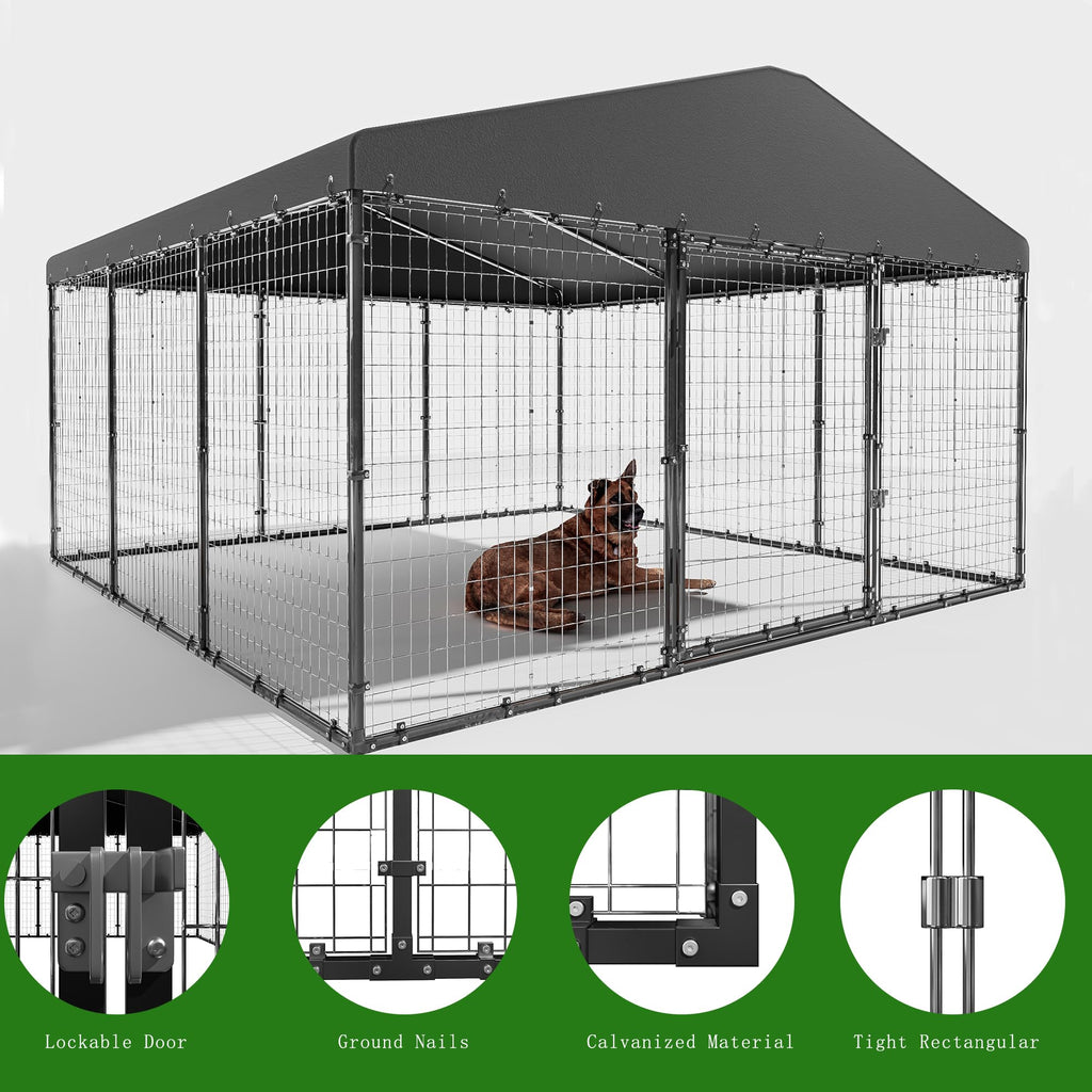 10x10x6 FT Heavy Duty Dog Kennel with Roof W502018