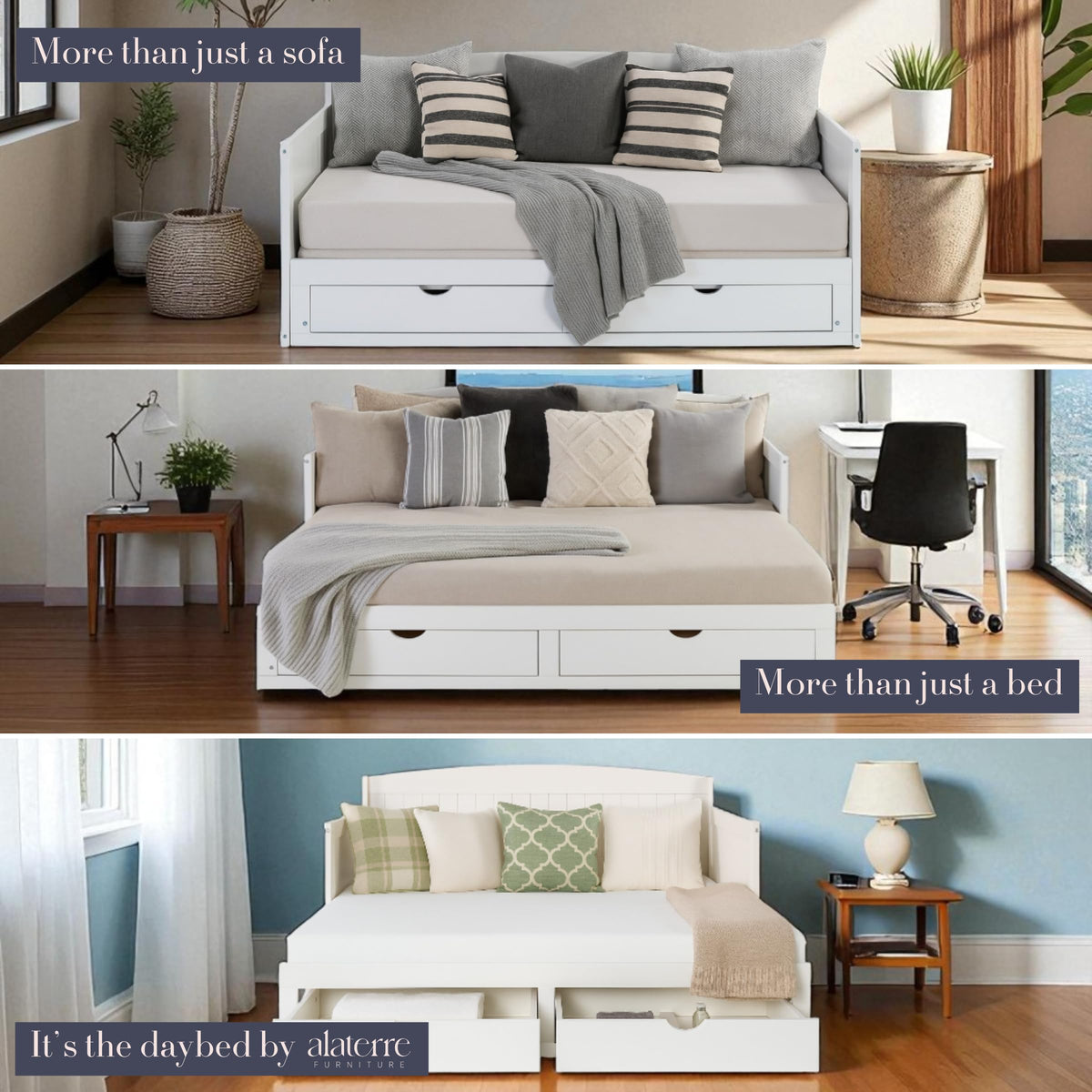 White Extendable Daybed with Trundle Q907