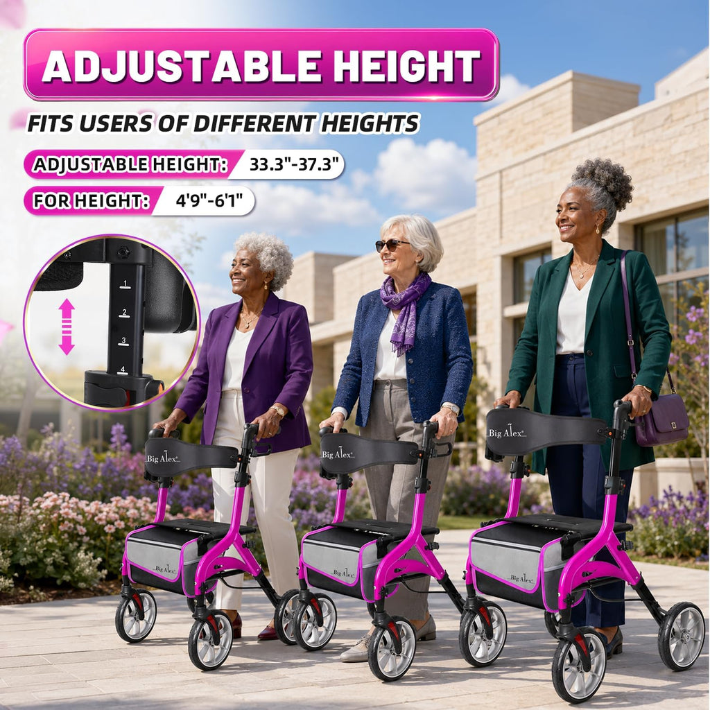 Foldable Lightweight Aluminum Rollator Walker with Seat H568035