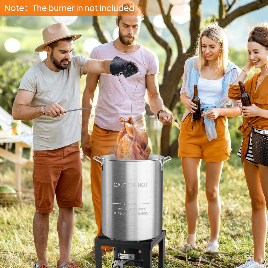 30QT Aluminum Turkey Fryer Pot & Seafood Boil Pot with Strainer Basket S204496