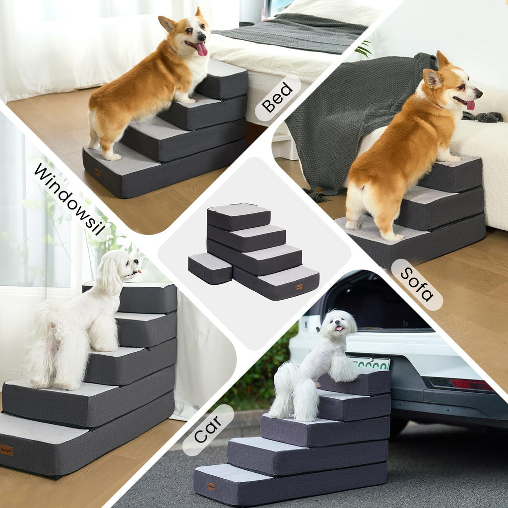 4-Step Adjustable Foldable Non-Slip Dog Stairs U737