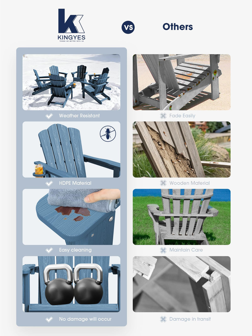 Folding Adirondack Chair Set of 2 with Cup Holder H602