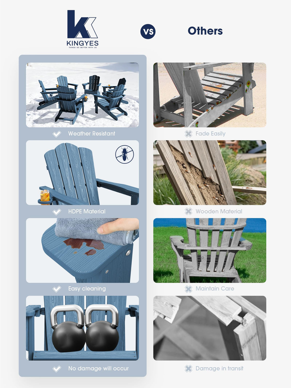 Folding Adirondack Chair Set of 2 with Cup Holder H602