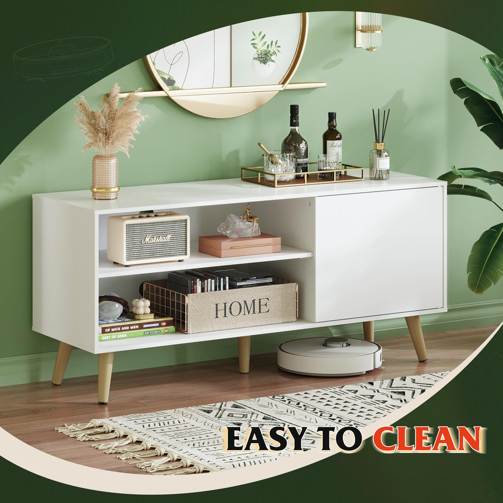 White TV Stand with Storage Cabinet X92807