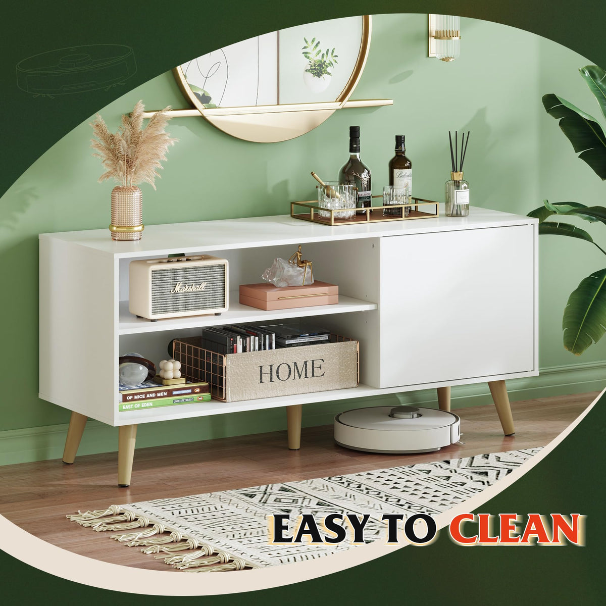 White TV Stand with Storage Cabinet X92807