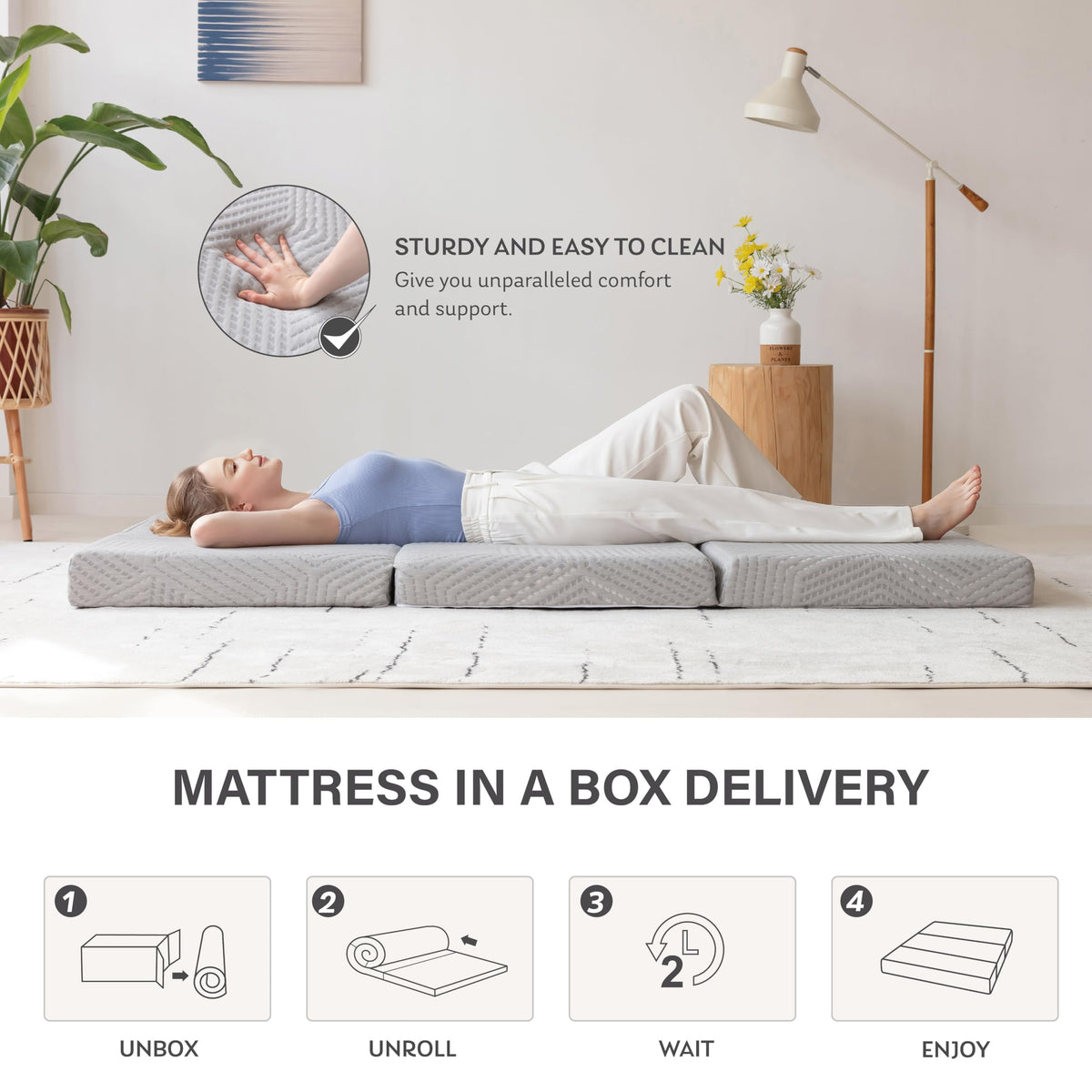 6 inch Twin Memory Foam Folding Mattress S121