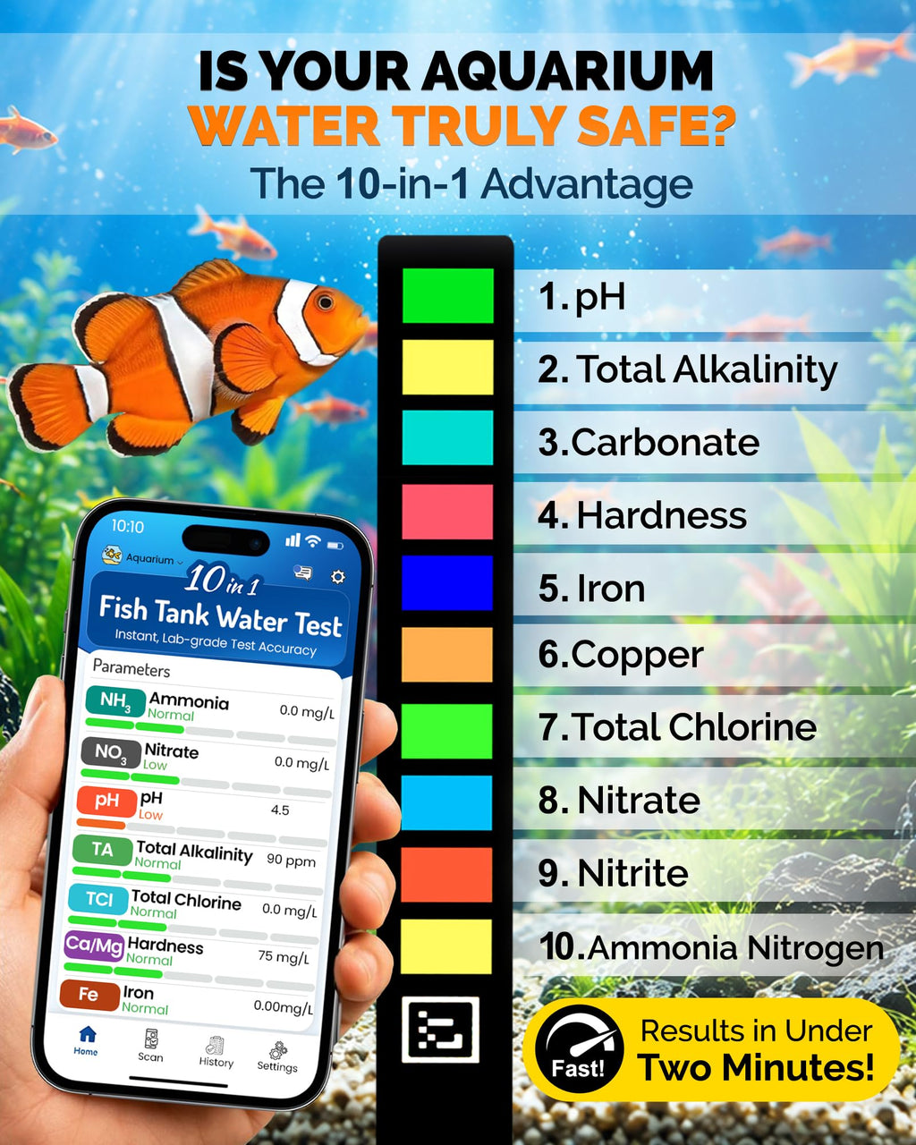 App-Enabled 10-in-1 Aquarium Water Test Kit Y80477