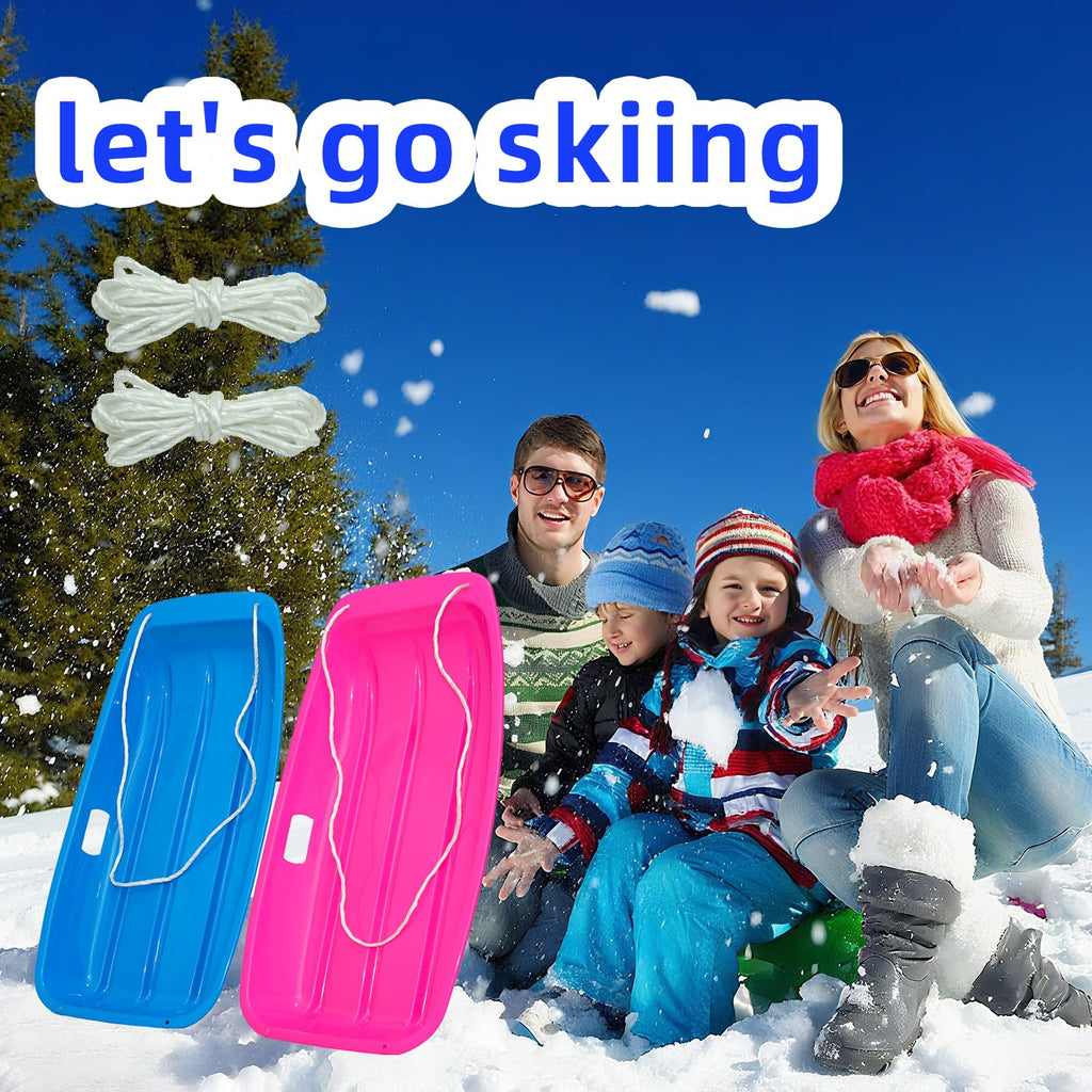 35 Inch 2-Person Plastic Snow Sled with Pull Rope I56436