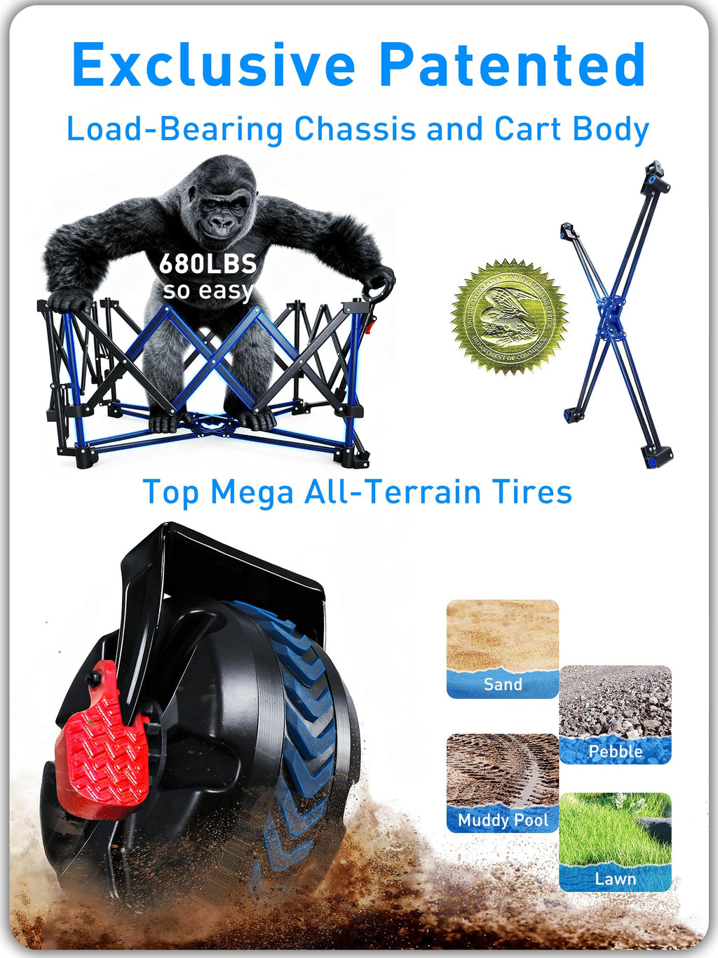 700L Double Tabletop Wagon with Big Wheel C8522