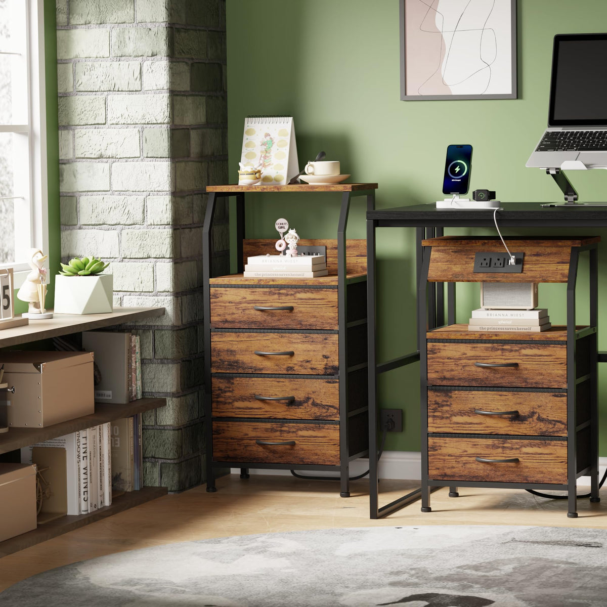 4 Drawer Night Stand with Charging Station U529