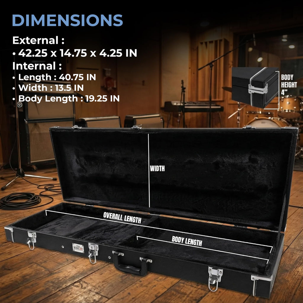 Electric Guitar Hard Case with Lock and Key, Black D75962