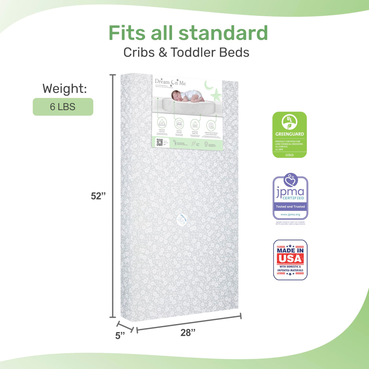 Grey Dual-Sided Crib and Toddler Bed Mattress X101