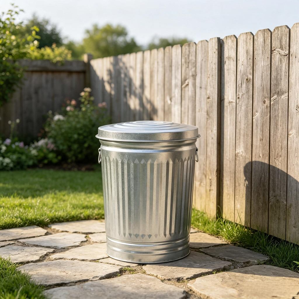 31 Gallon Heavy Duty Galvanized Metal Trash Can with Lid F556