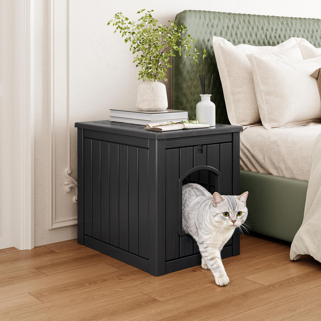 Weatherproof Resin Cat House with Hidden Litter Box S1846