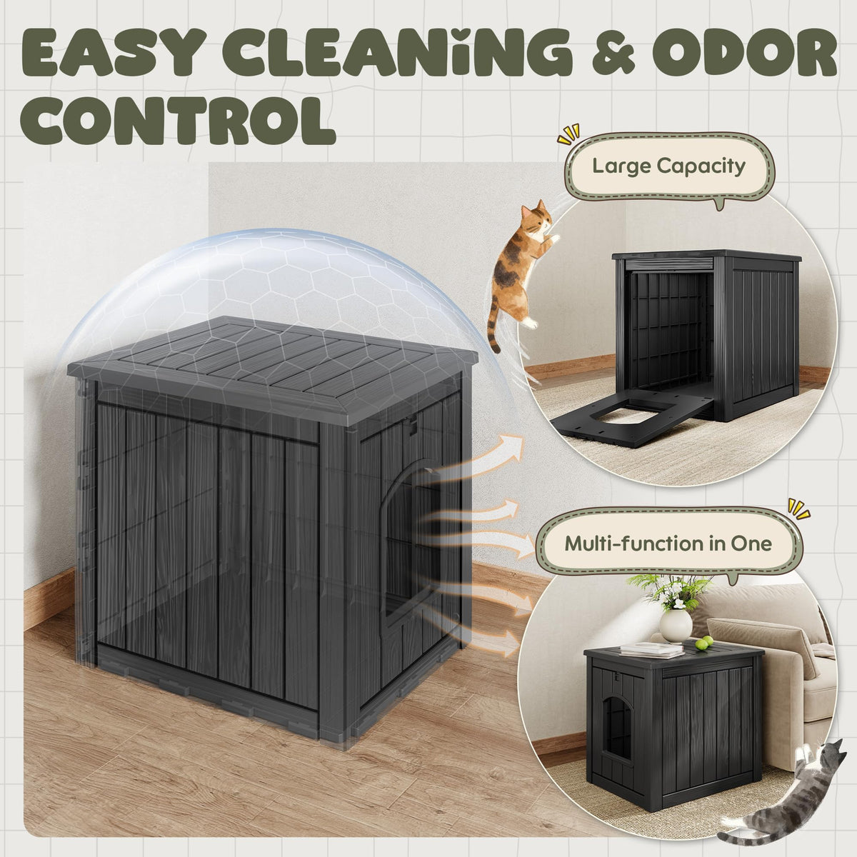 Weatherproof Resin Cat House with Hidden Litter Box S1846