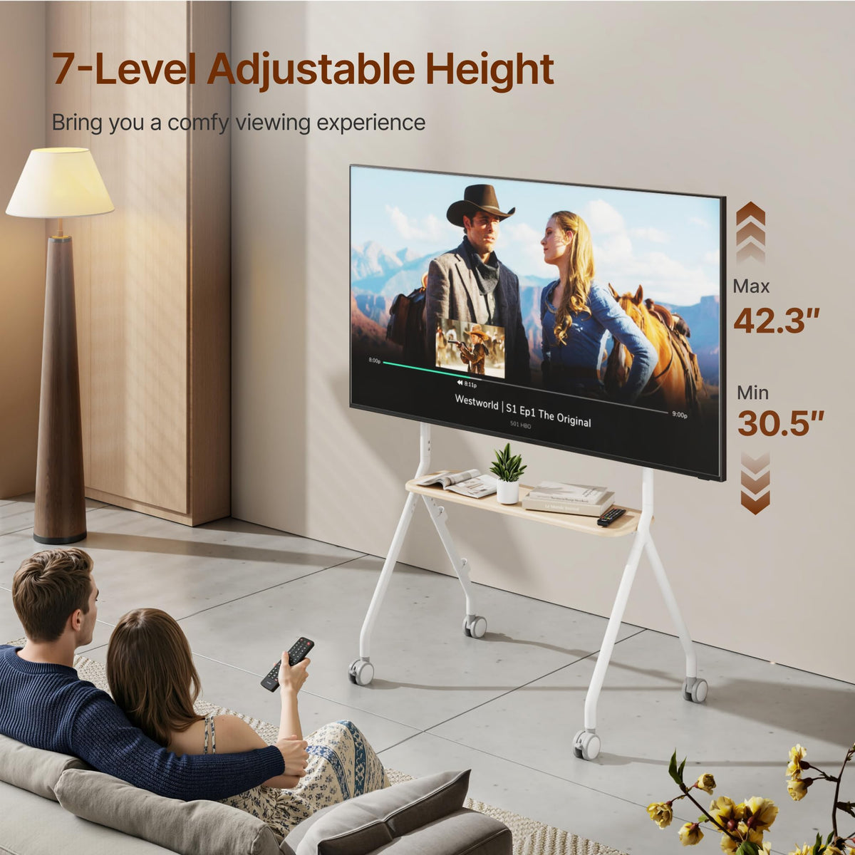 White Rolling TV Stand J674768