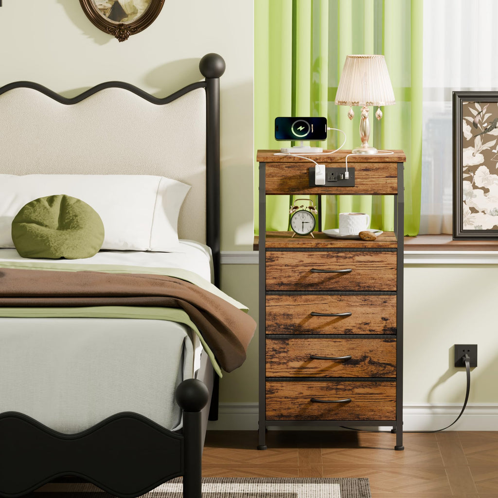 4 Drawer Night Stand with Charging Station U529