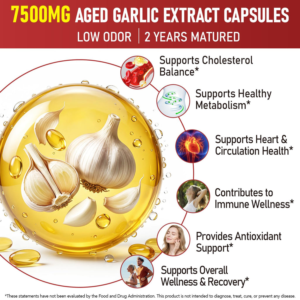 Aged Garlic Extract Capsules with Magnesium, Vitamin B1 & B9, 120 Count L4184