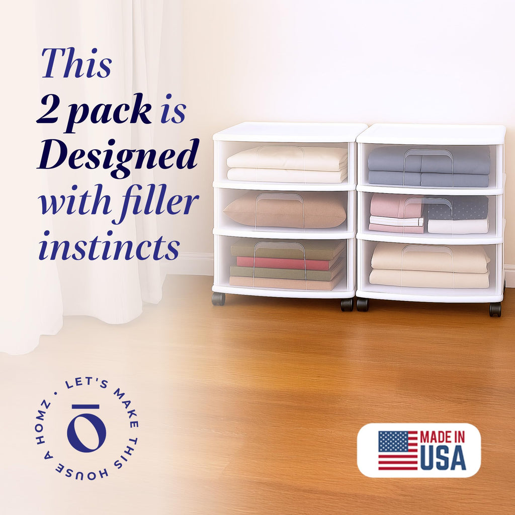 White 3-Tier Storage Cart 2 Pack K1632
