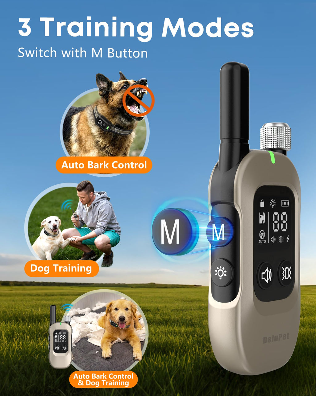 2-in-1 Dog Bark & Shock Collar with Remote T480