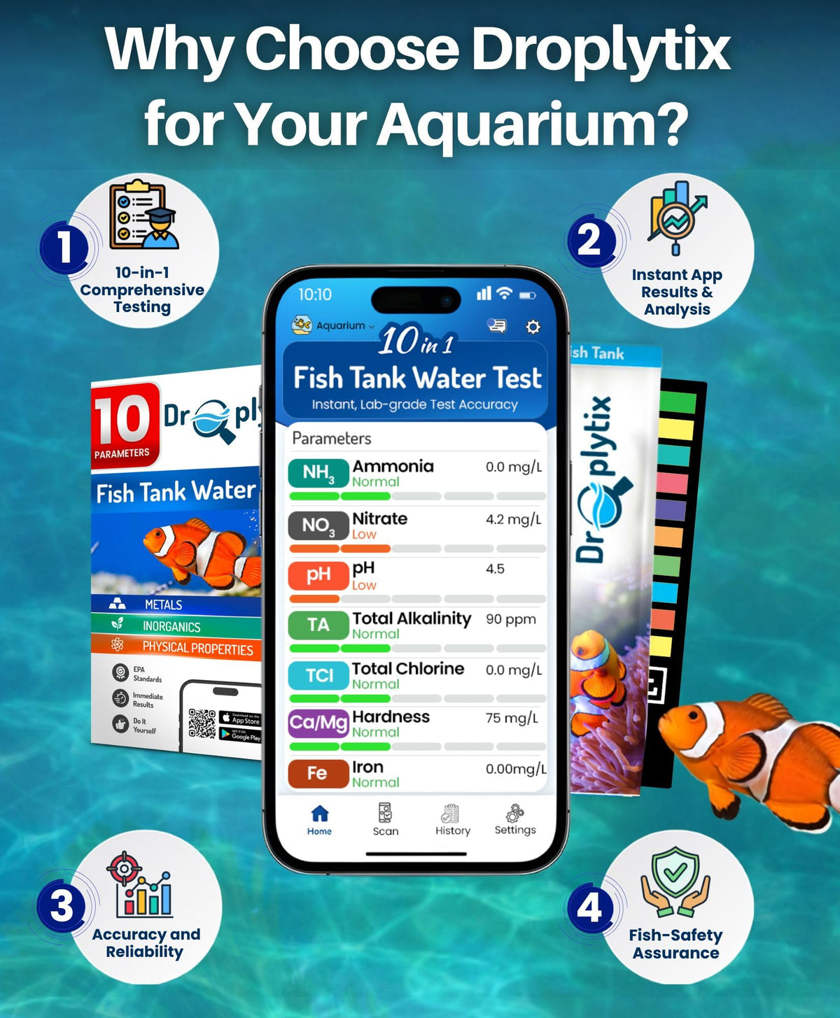 App-Enabled 10-in-1 Aquarium Water Test Kit Y80477