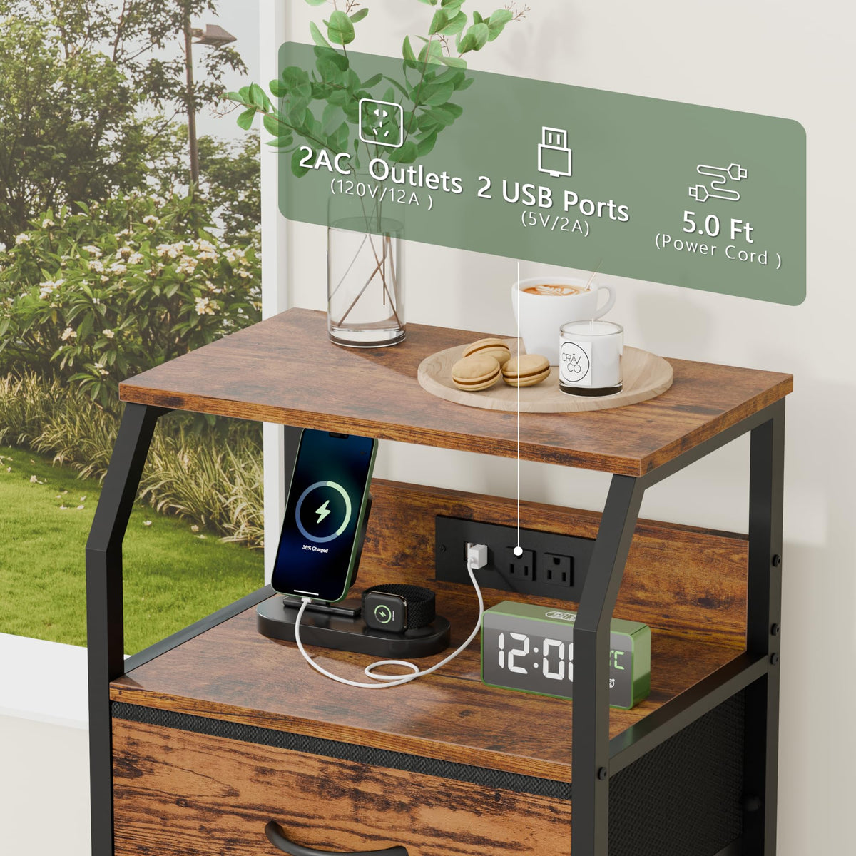 4 Drawer Night Stand with Charging Station U529