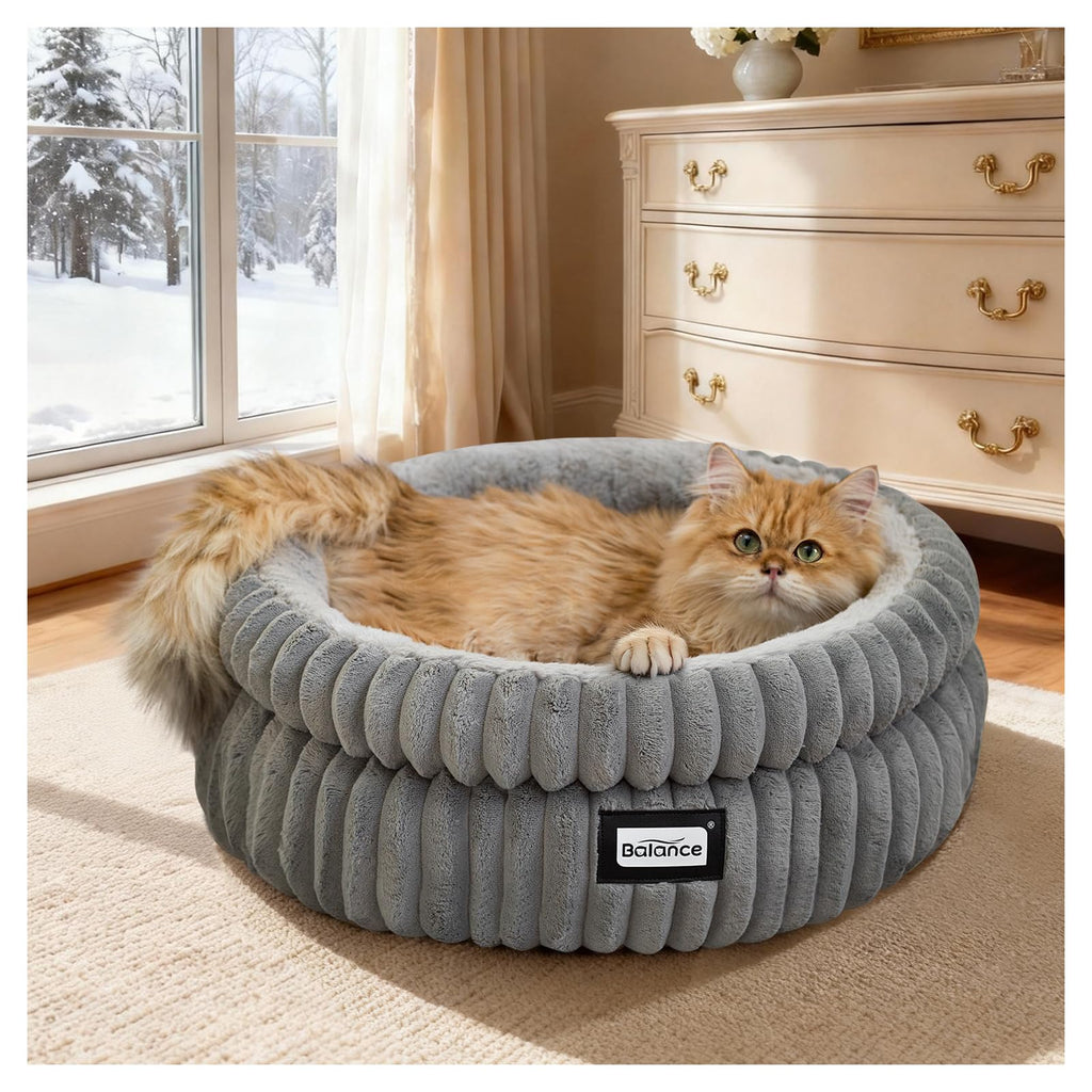 Washable Round Plush Cat Bed I2345