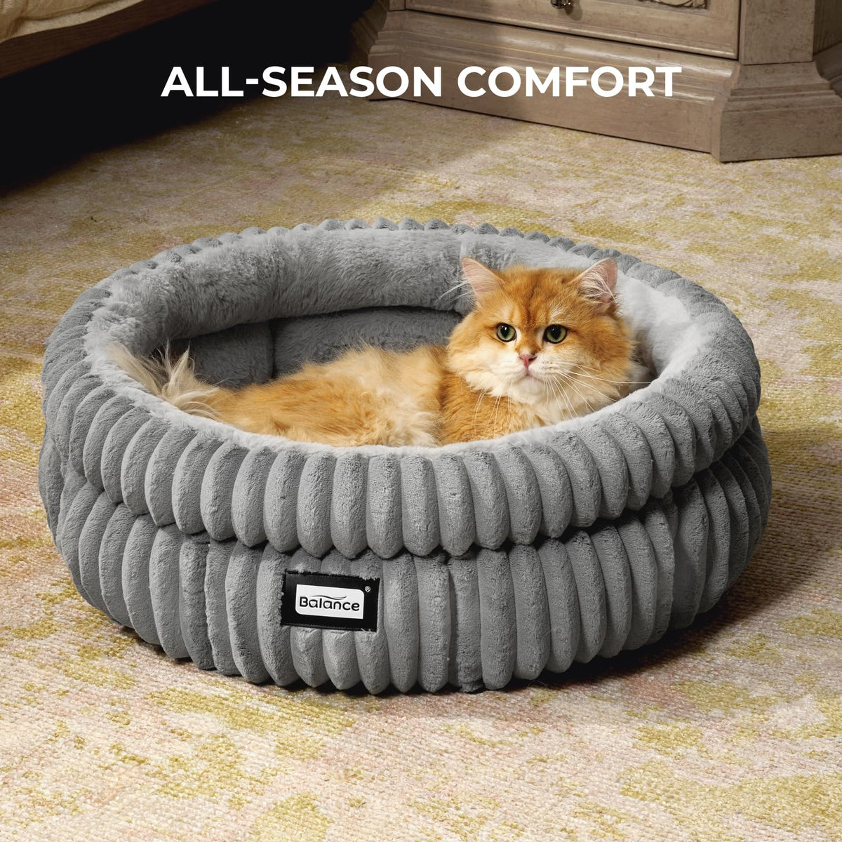 Washable Round Plush Cat Bed I2345