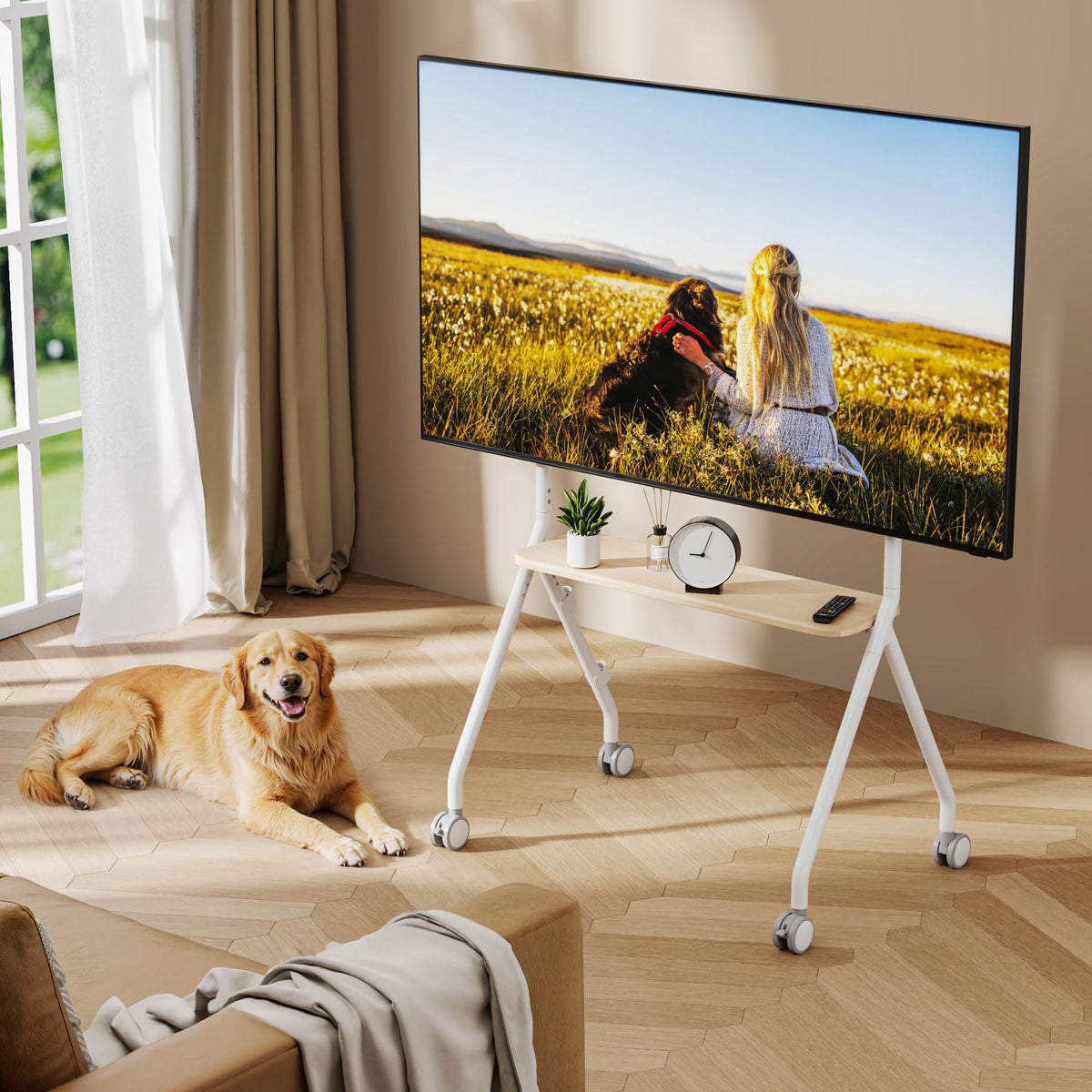 White Rolling TV Stand J674768