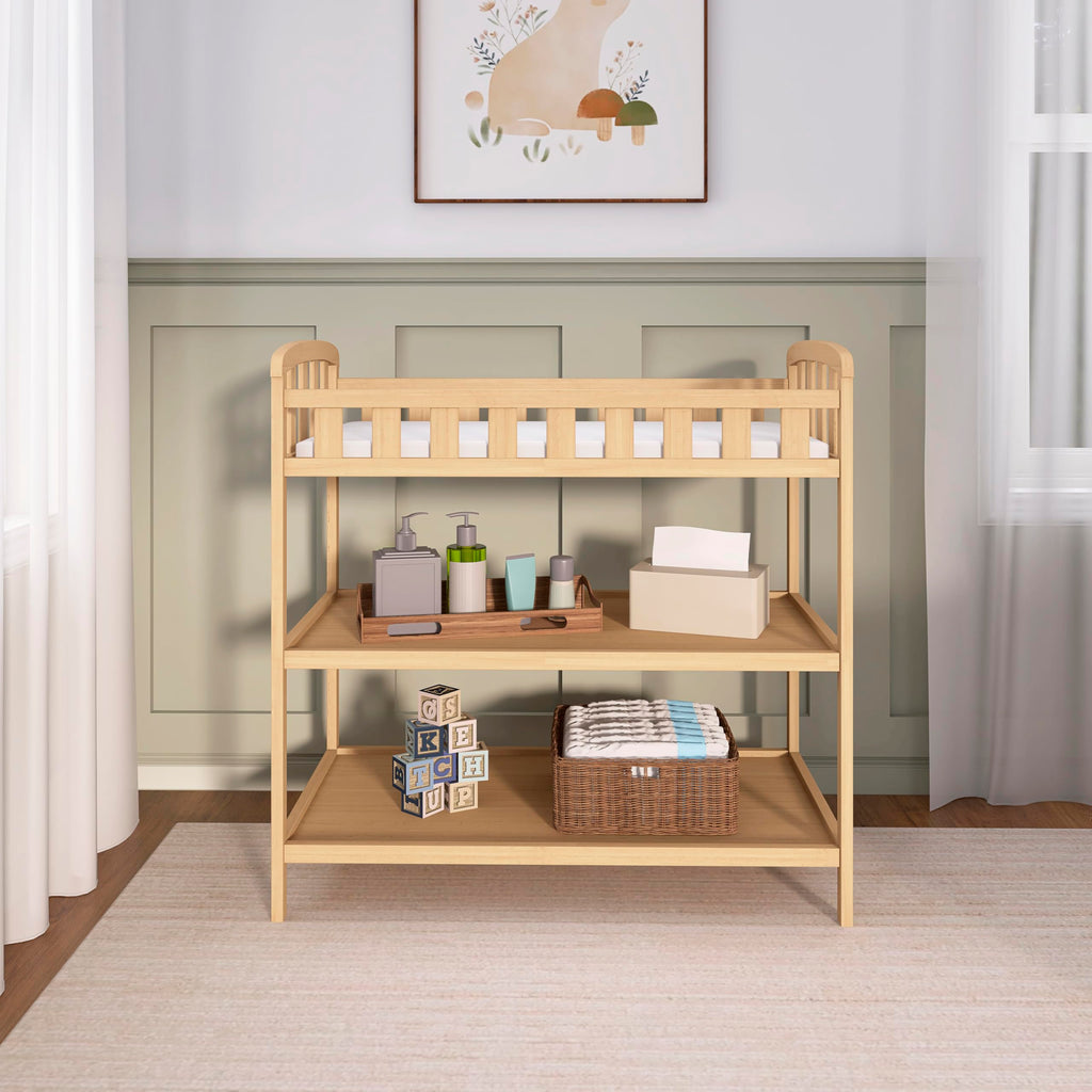 Compact Portable Pinewood Changing Table with Safety Rails G401