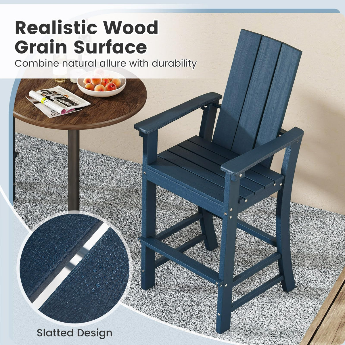 52” Tall HDPE Adirondack Chair Set of 4 Navy E73032
