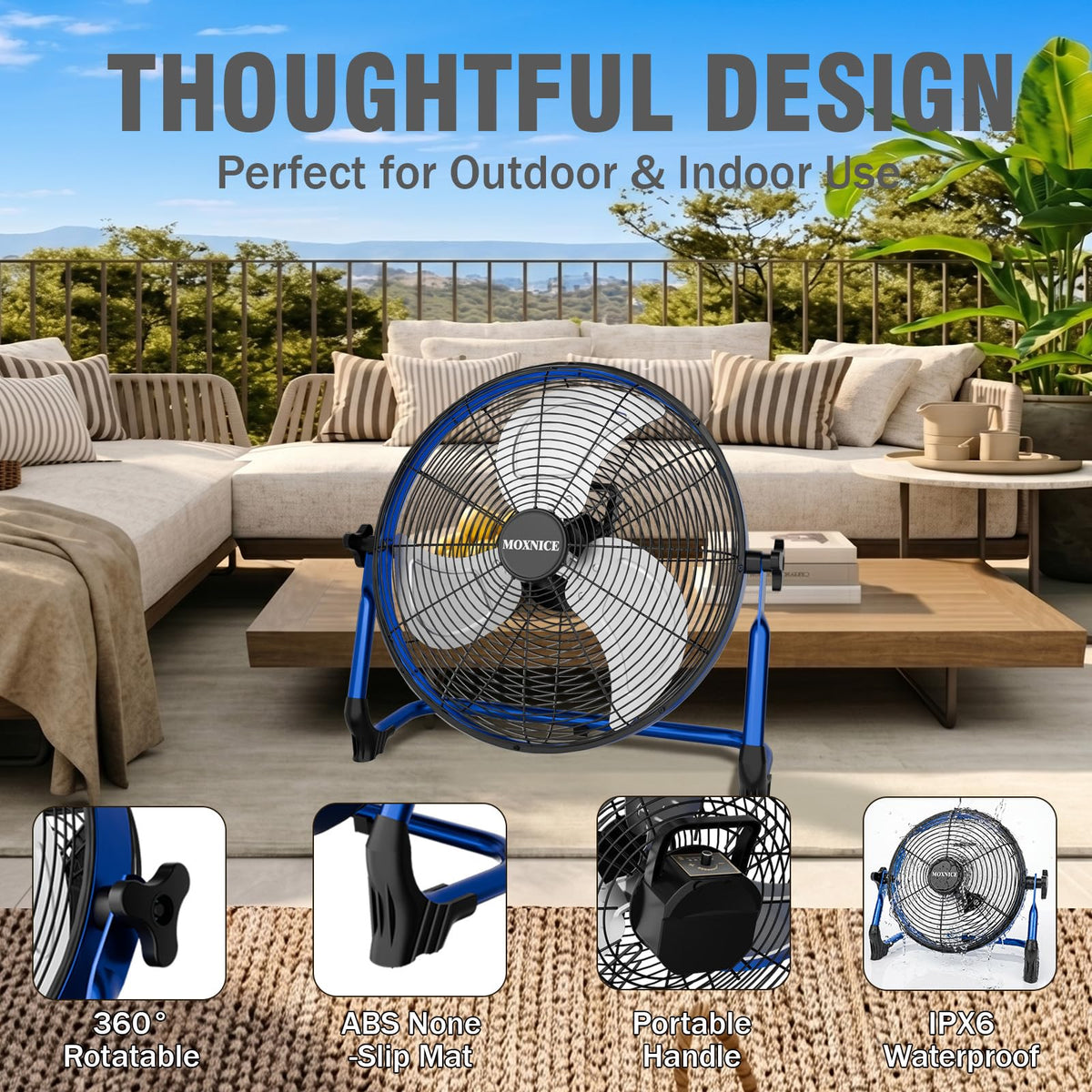 20" Portable Rechargeable Battery Operated Floor Fan F666057
