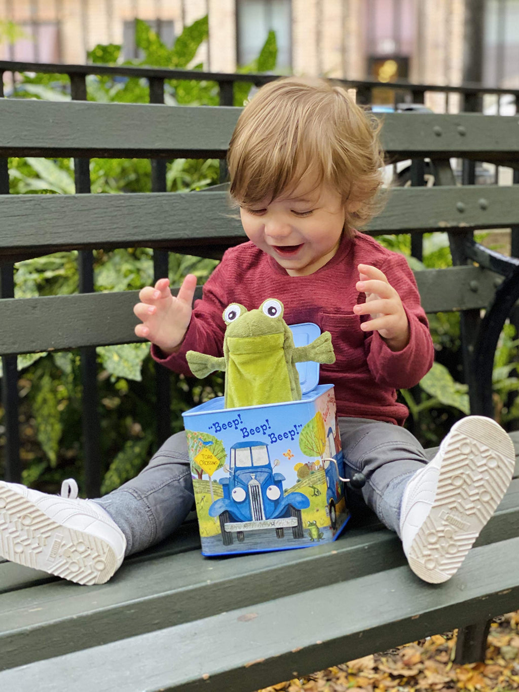 Blue Truck Jack-in-The-Box Plush Toy with Music R82547