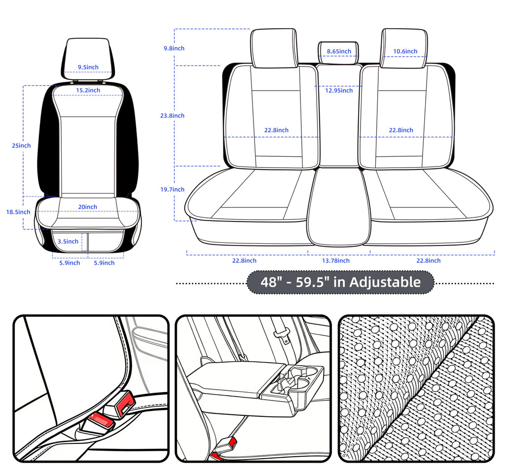 Leather Waterproof Car Seat Cover Full Set Black J95163